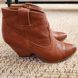 Frye Western-style Booties, Cognac Leather, 6.5